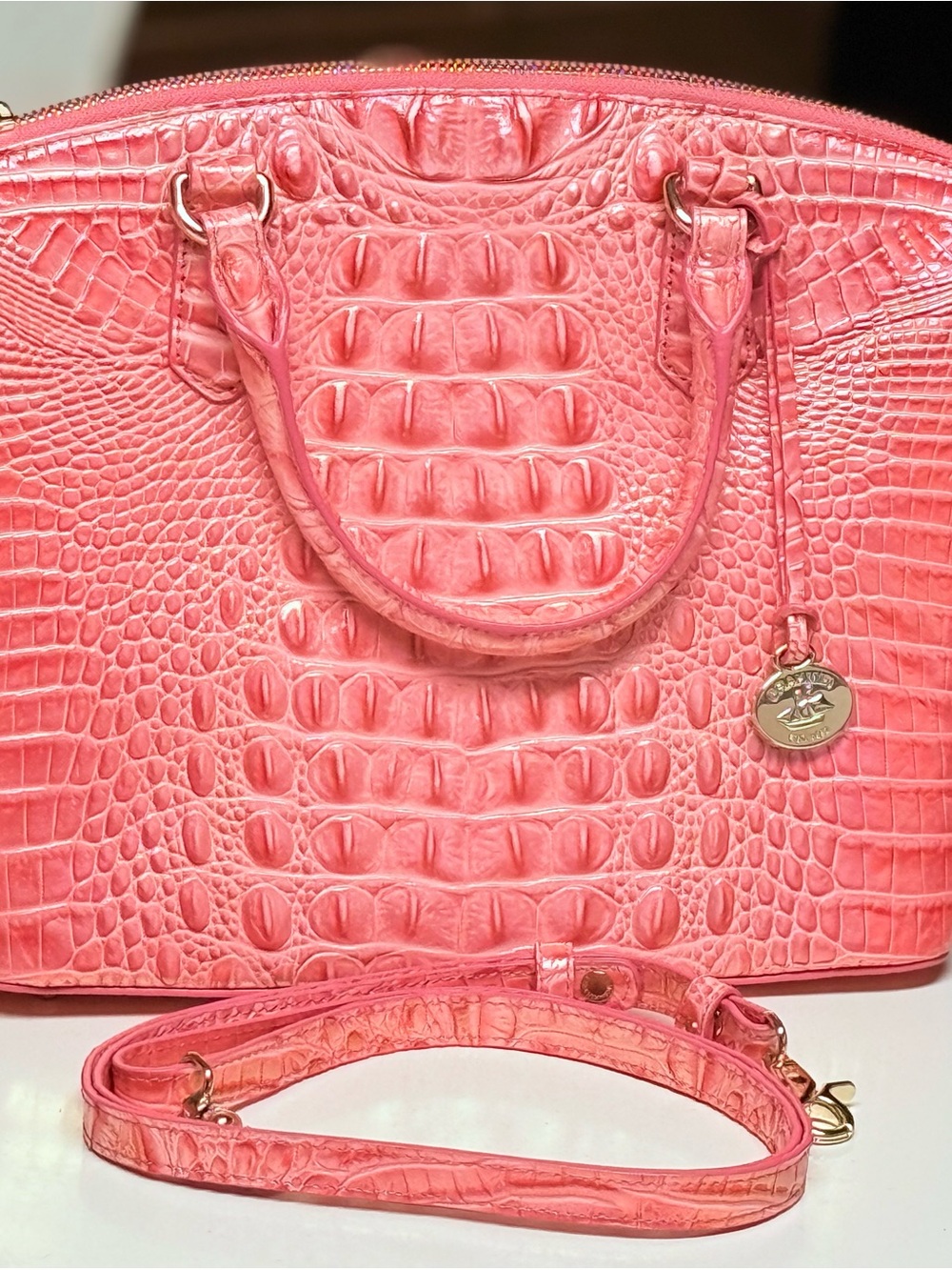 Brahmin Medium Duxbury Satchel in Pink Punch